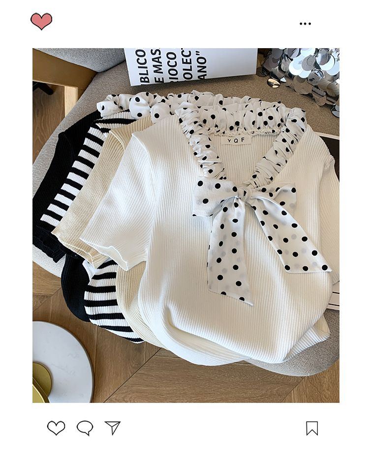 Abbigliamento donna estate nuovo design pois papillon slim t-shirt maglione di seta ghiaccio donna_voghion.com