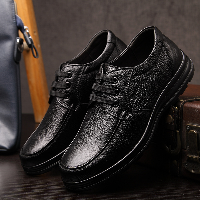 Euro Step Spring Sole Soft Surface Casual Cowhide Dad Men's Business Large Leather Shoes 9886_voghion.com