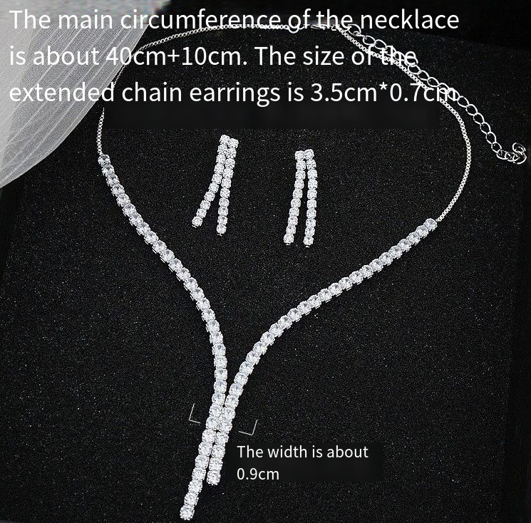Nuovo set di orecchini con collana e diamanti pieni di zirconi brillanti, stile semplice e versatile_voghion.com