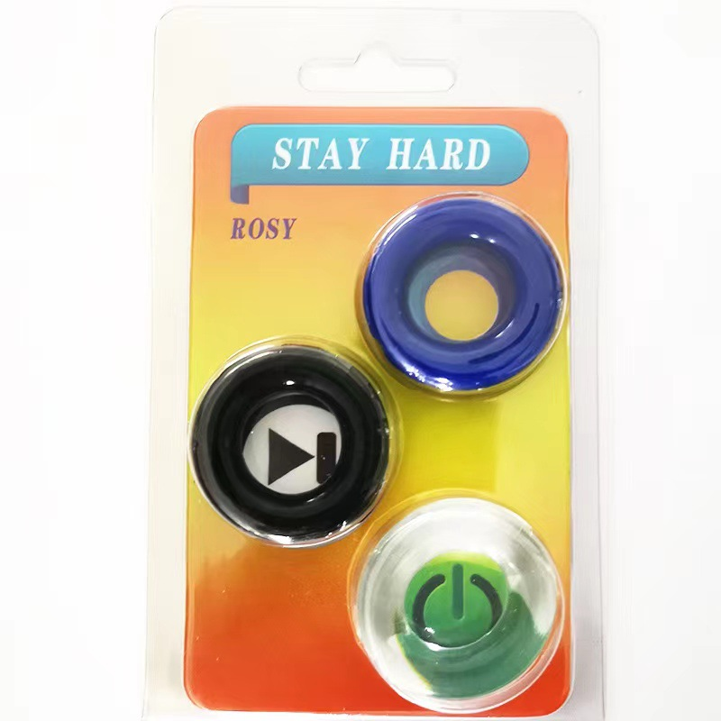 Smooth bead-locked semen ring, three-color ring, JJ ring, raised dot couple delay ring, adult erotic male products_voghion.com