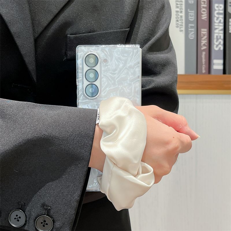 For Samsung Galaxy Z Fold 3 4 5 6 Luxury Cute Silk Wrist Phone Case Cover_voghion.com