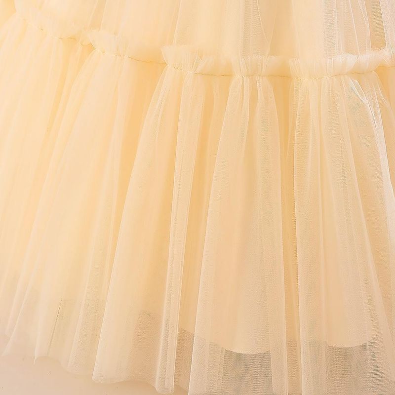 Neues Mädchenkleid für Kinder, Prinzessinnenkleid, feine Glitzerschleife, Netz-Tutu-Kleid, Klavierkleid für Kinder mittleren Alters_voghion.com