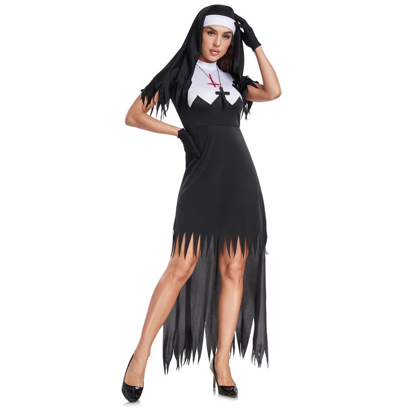 S-XL Halloween Zombie Hexe Nonne Kostüm Erwachsene Make-Up Ball Vampir Böse Party COS Uniform_voghion.com