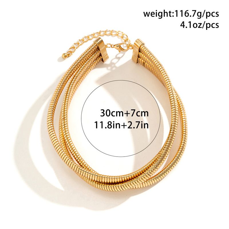 2025 New Arrivals Ingemark Exaggerated Chunky Heavy Metal Twisted Torques Choker Necklace for Women Spiral Big Chain Grunge Jewelry_voghion.com
