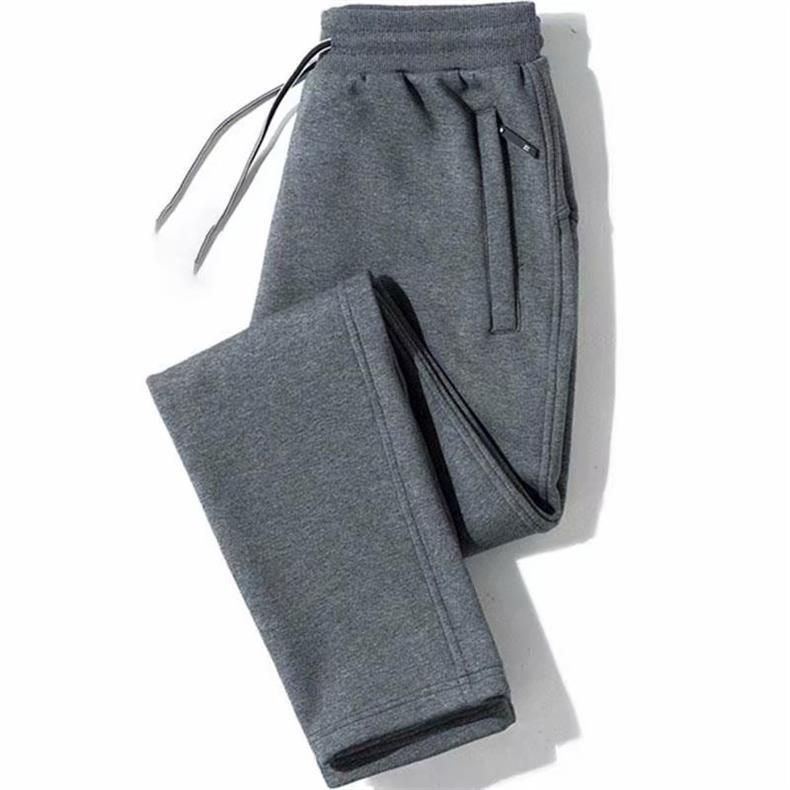 Pantalon de jogging décontracté pour homme avec poches zippées - Doublure polaire, taille élastique, coupe confortable, jambe droite, grande taille, noir/gris (standard et_voghion.com