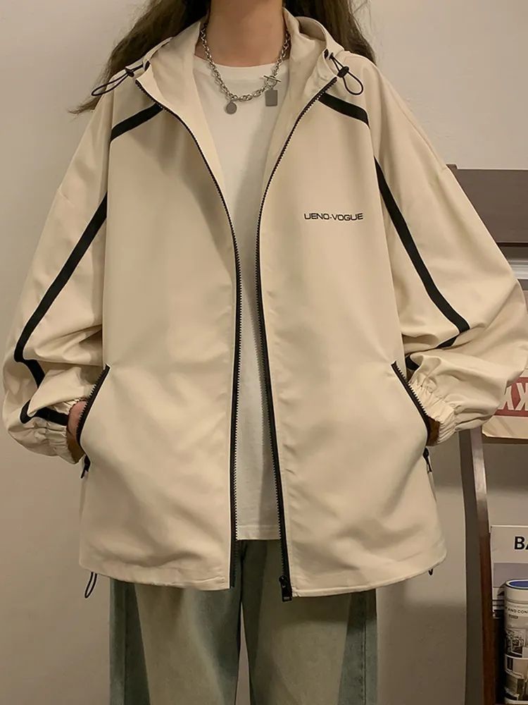 Women's Outdoor Jacket With Hood, Spring And Autumn Style, High-End Feel, Casual Oversize Coat, Loose Fit For Students_voghion.com