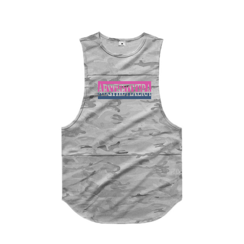 Schnell trocknendes und schweißabsorbierendes Fitness-Weste der trendigen Marke Camouflage für Herrensport, Abnehmen, Fischgrätenmuster_voghion.com