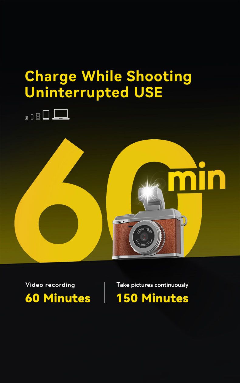 Compact Retro CCD Camera For Students - Mini Thumb-Sized Digital Camera With 0.96" HD Screen, 100MP, USB 2.0, TF Card Slot (Brown/Black/White/Green)_voghion.com