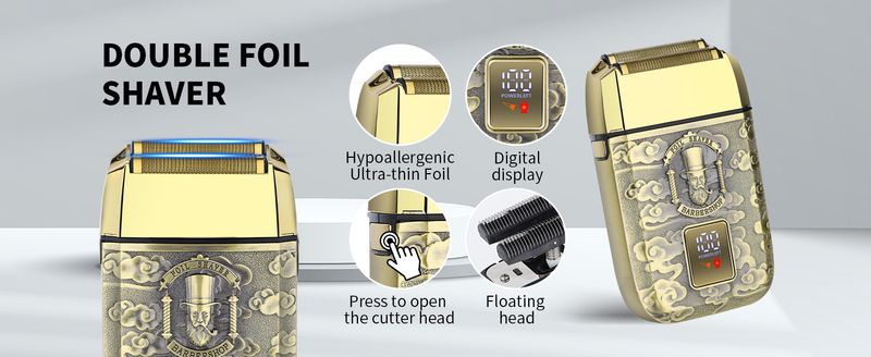 Professional Hair Clipper & Trimmer Set – Digital Display, 3-6H Runtime, Waterproof Blades For Bald Fades, Beard & Pet Grooming (12 Configurations)_voghion.com