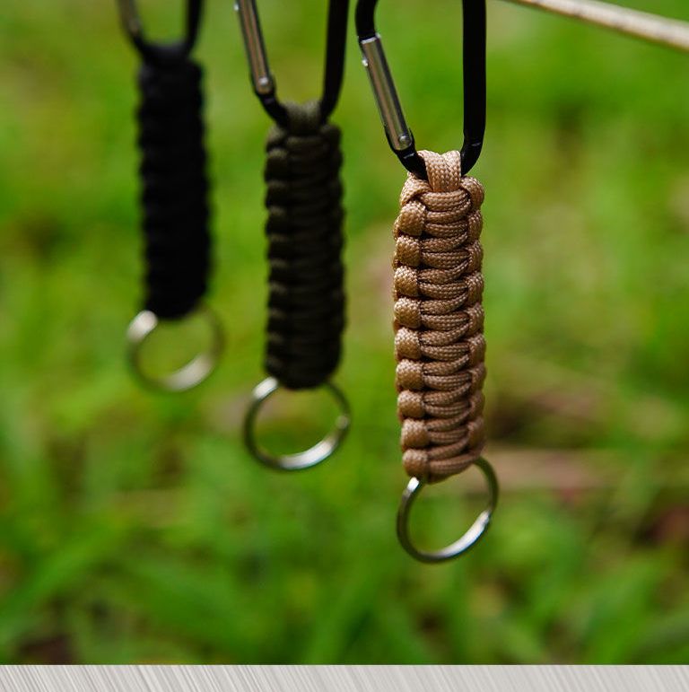 Survival Carabiner Seven-Core Paracord Handmade Keychain Outdoor Hiking Camping Picnic_voghion.com