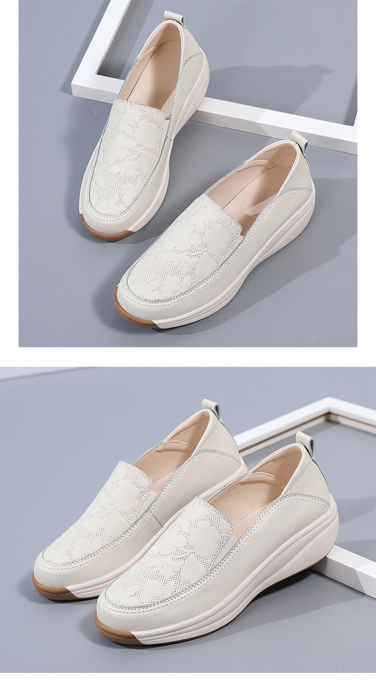 Scarpe da donna in pelle Lefu con suola spessa, versatili, antiscivolo, casual, con un solo passo, con fondo piatto_voghion.com