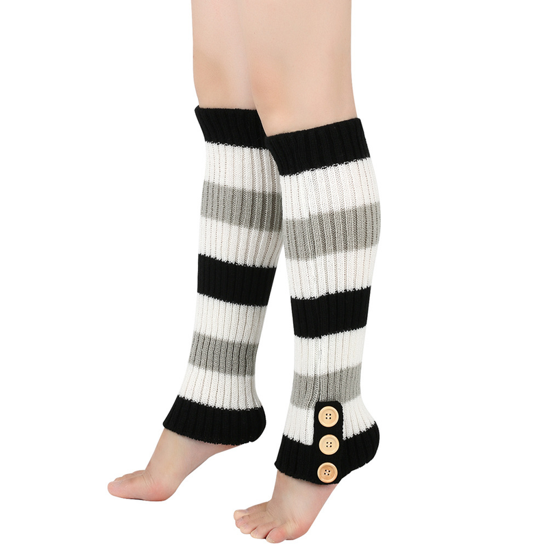Autumn Winter Warm Knitted Button Long Boot Covers European American Style Slouch Foot Leg Warmers JK Socks_voghion.com