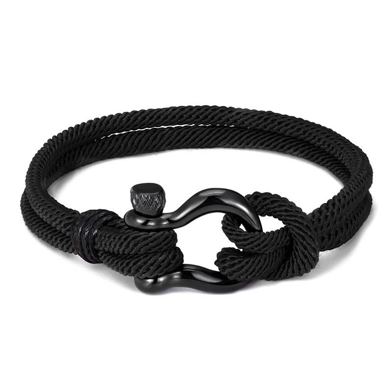 Herren-Armband aus gewebtem Titan mit Hufeisenschnalle aus Edelstahl_voghion.com