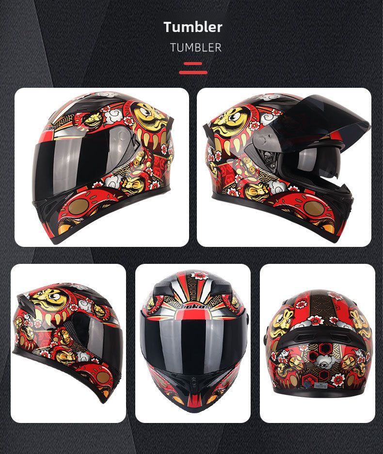 Doppellinsen-Motorradhelm Herren-Trailrunning-Helm Elektrischer Damen-Winter-Vollschutzhut-Integralhelm_voghion.com