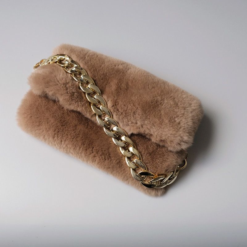 Influencer Stesso Stile Oro Versatile Spessa Moda Borsa a Spalla Borsa da Ascella Catena Tracolla_voghion.com
