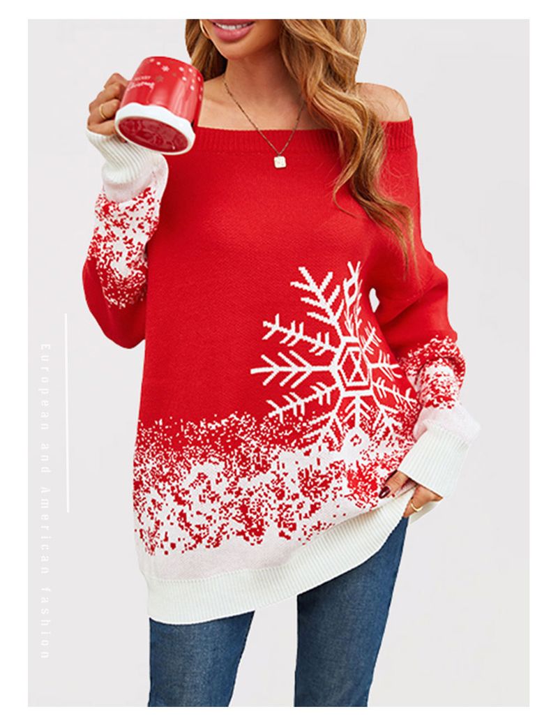 Maglione da donna alla moda per le feste del Giorno dell'Indipendenza con scollo rotondo_voghion.com