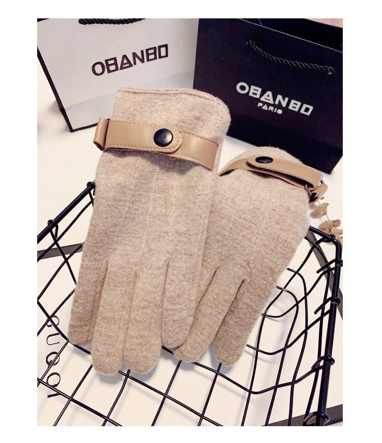 Uld handsker til mænd med touchscreen, vintermodel med fortykket fleece for varme, modstandsdygtighed over for kold vind, cool og afslappet kørsel_voghion.com