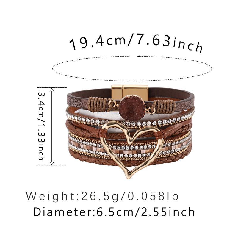 Set di bracciali a strati bohémien - Bracciale rigido regolabile a cuore aperto e catena con perline_voghion.com