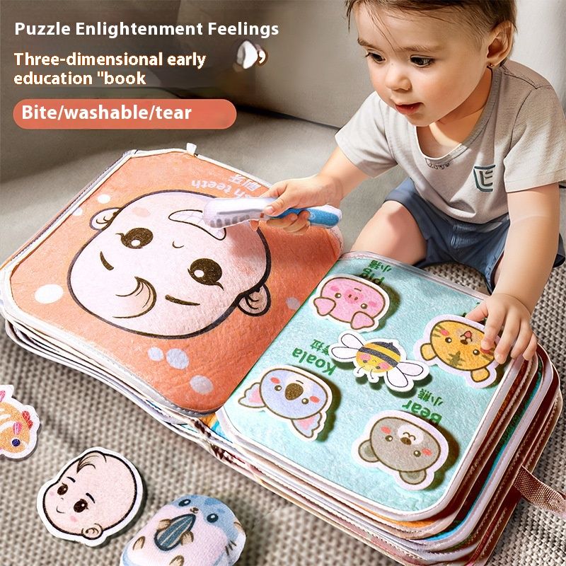 Kan het cognitieve vroege onderwijsboek van een stille baby niet uit elkaar halen, magische tape, kauwbare driedimensionale puzzel_voghion.com