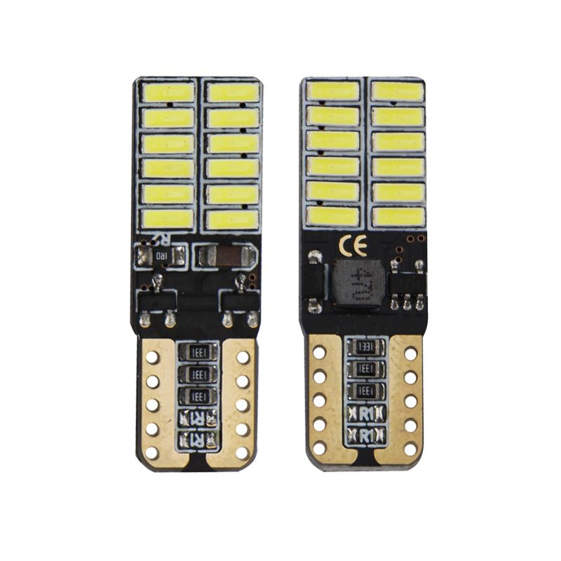 Lot de 100 ampoules LED T10 W5W 194 CANBUS 4014/24 SMD 12 V pour intérieur de voiture, lampe de lecture, feux de gabarit, ampoules de plaque d'immatriculation, dôme_voghion.com