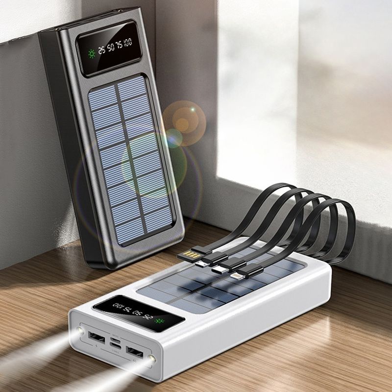 10000–50000 MAh Outdoor Solar With LED Light, Hiing Accessories, Large Capacity, Fast Charging Battery, Phone Power_voghion.com
