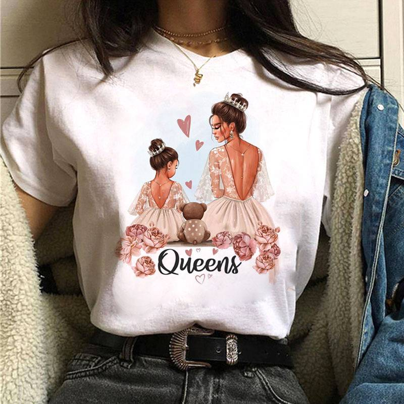 Women's mother's day printed t-shirt women's white short sleeve _voghion.com