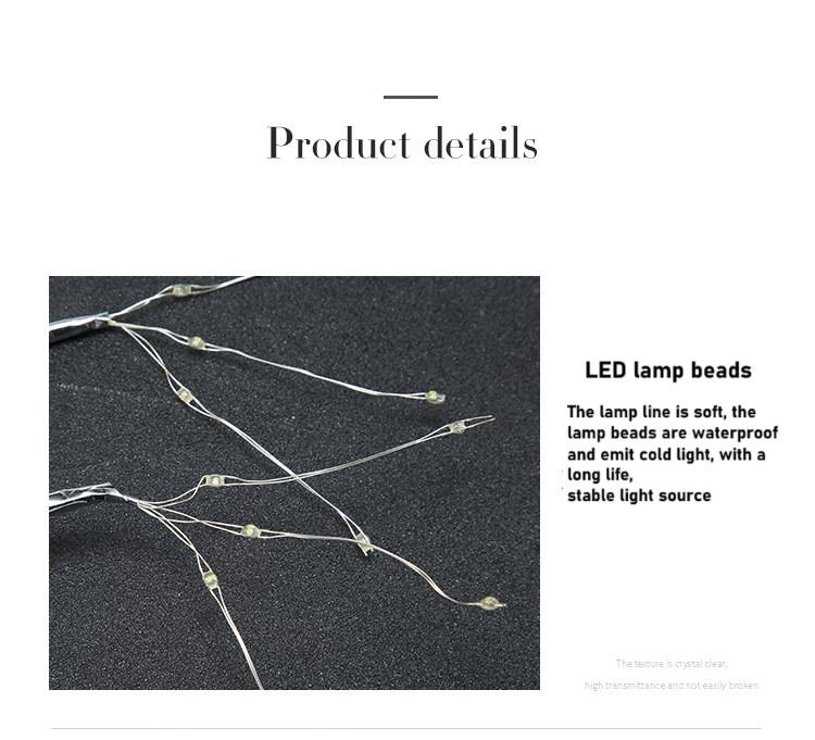 108 luces LED creativas de árbol de perlas llenas de estrellas, regalo táctil, decoración navideña para dormitorio, luz de noche_voghion.com