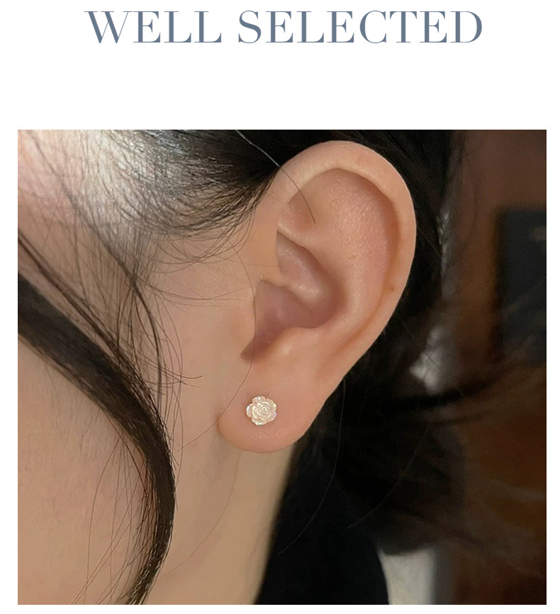 Cute Camellia Flower Stud Earrings Women 999 Silver_voghion.com
