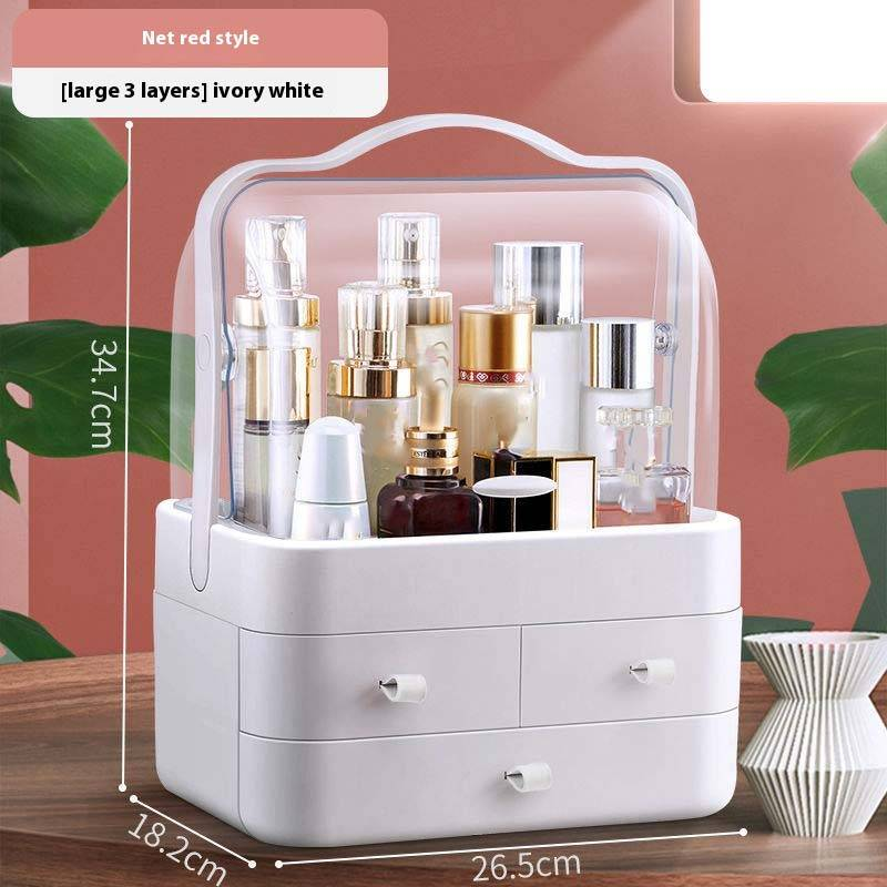 Kosmetik Organizer Desktop Make-up Späicherkëscht mat Tiräng fir Hautpfleegmasken Lippenstift Bijouen_voghion.com