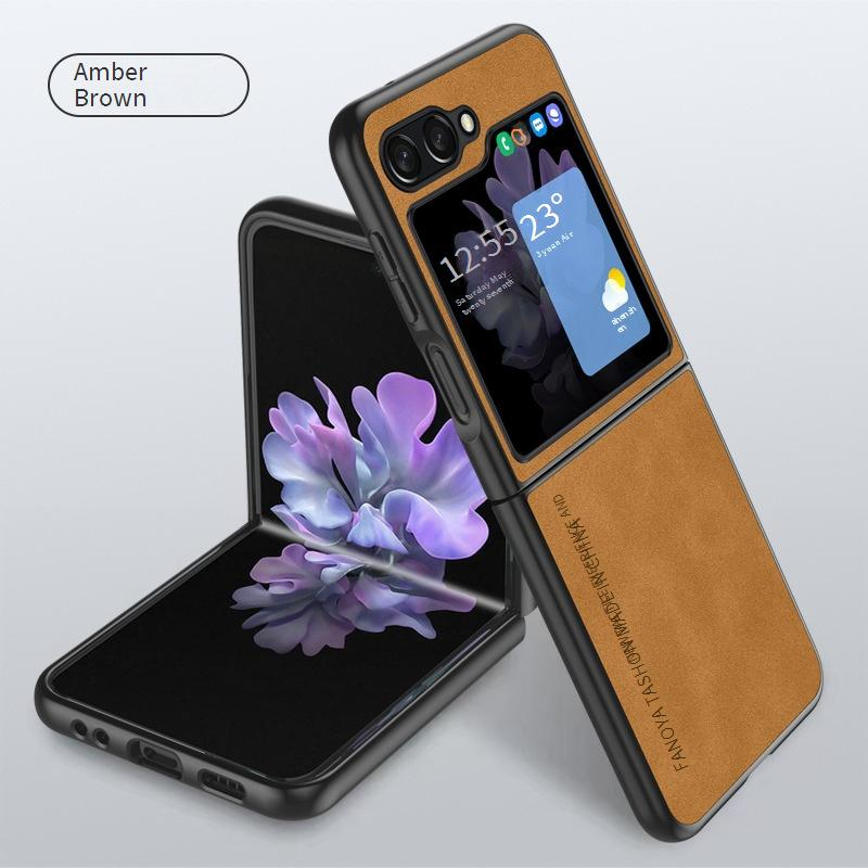 Phone Case & Covers Suitable For Samsung Z Flip6 Sheepskin Folding Screen Mobile Phone Case Fold4 Leather Grain Matte Flip3 Protective Cover W20_voghion.com