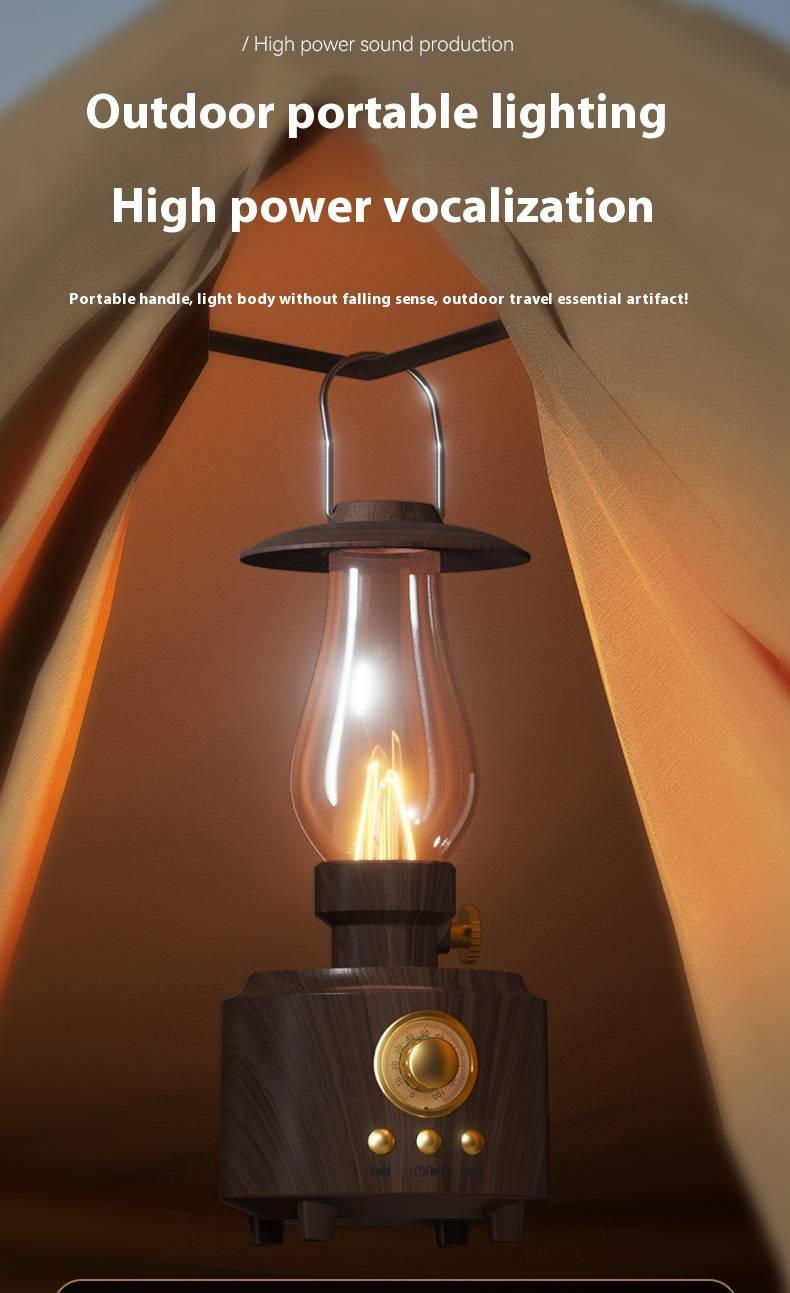 Lampada a cherosene vintage con altoparlante Bluetooth - Altoparlante wireless retrò con luce ambientale, portatile per campeggio e arredamento per la casa_voghion.com