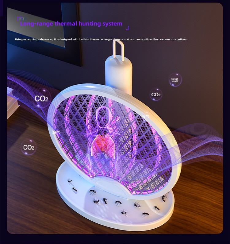 Zanzariera elettrica pieghevole USB - 2 in 1 con attrattivo automatico e luce UV (ricaricabile per uso domestico)_voghion.com