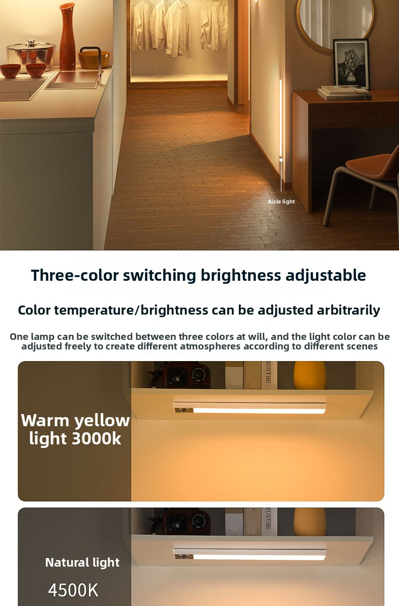Luce notturna intelligente con telecomando - Luce LED ultrasottile ricaricabile, magnetica e adesiva per ingresso, armadio e mobiletto (3 modalità di colore dimmerabili)_voghion.com