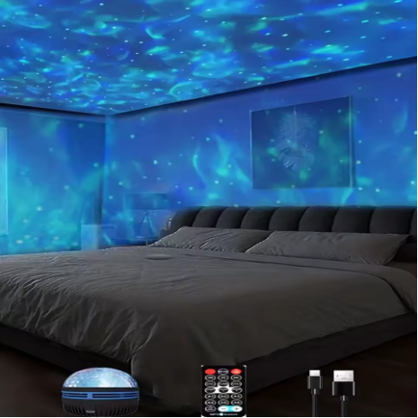 Proyector LED de estrellas y galaxia, luces nocturnas, proyector de cielo estrellado, iluminación navideña con rotación automática, 5 V, USB, para habitación, dormitorio, decoración del hogar_voghion.com