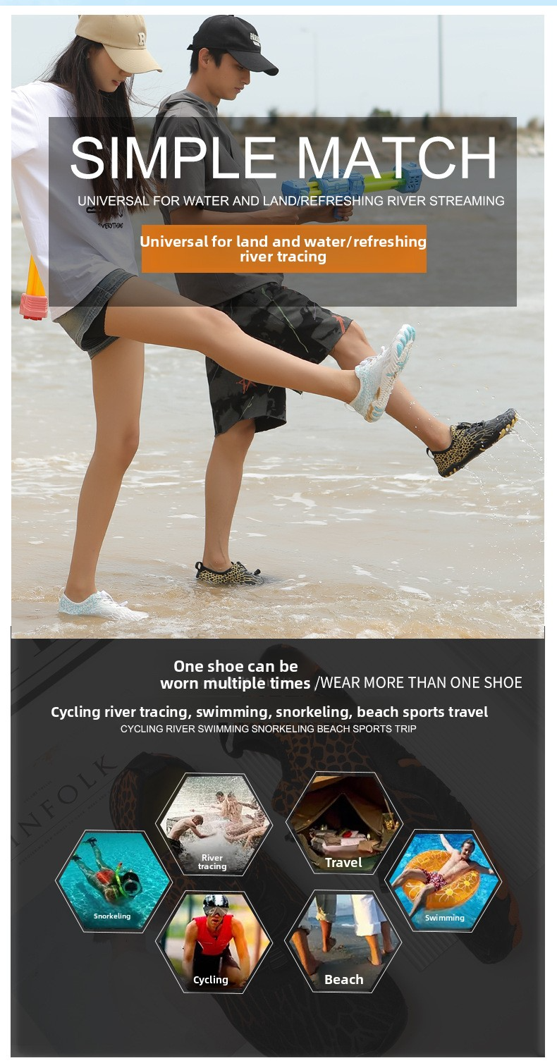 Scarpe da acqua a piedi nudi per uomo e donna - Design a cinque dita ad asciugatura rapida | Suola in gomma antiscivolo | Yoga, spiaggia e trail running (diversi colori e taglie)_voghion.com