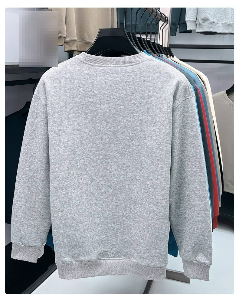 Jesienno-zimowa męska bluza z kapturem w dużym rozmiarze, plus aksamitna, 420 g, okrągły dekolt, modna, haftowana, ciepła, męska koszula z haftowanym misiem_voghion.com