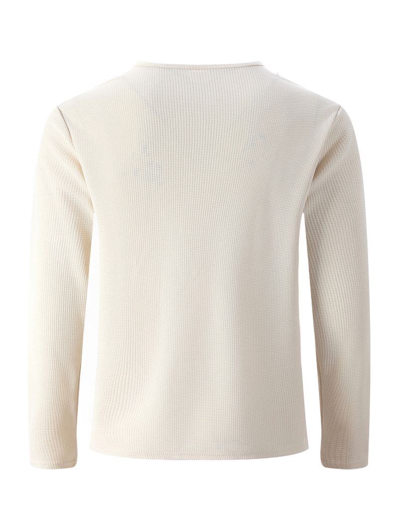 Henley-Shirt aus Waffelstrick für Herren – Thermopullover mit langen Ärmeln und Knopfleiste (S–XXXL, Erdtöne und Neutraltöne, atmungsaktive Polyestermischung)_voghion.com