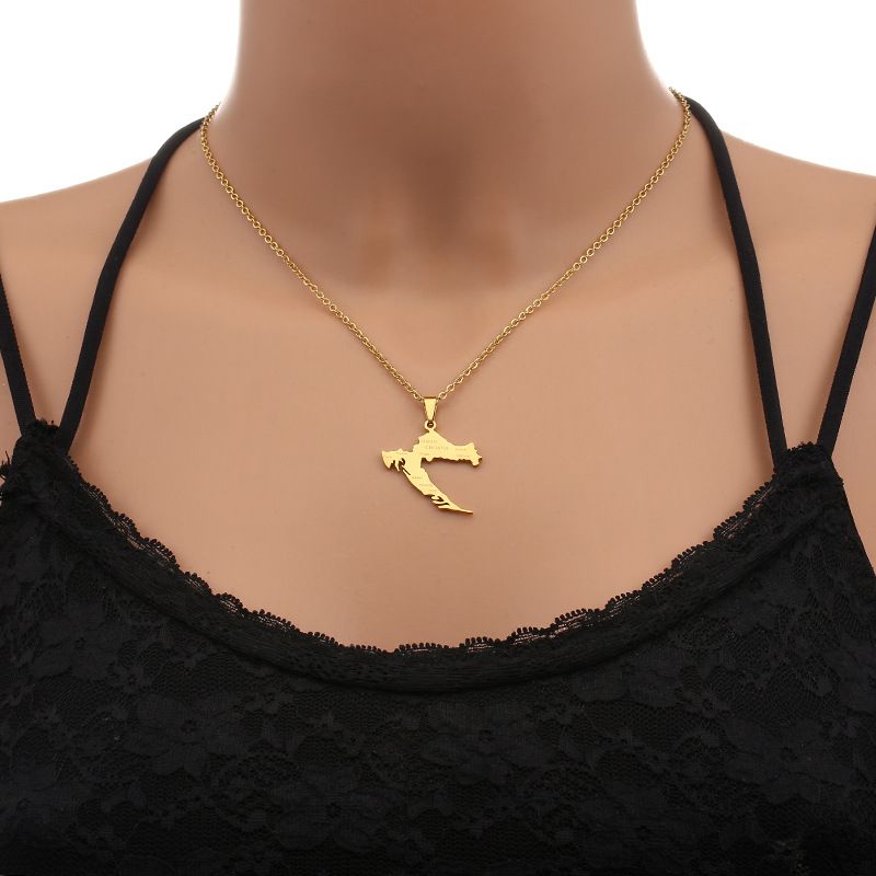 Collana con ciondolo con mappa e nome della città in acciaio inossidabile, per uomo e donna, stile etnico, catena per maglioni_voghion.com