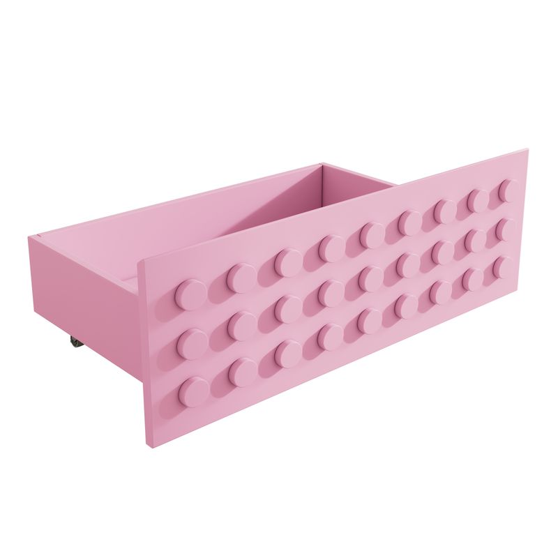 Holzbett 90x190cm Mit Blockdesign, Massivholz, Schubladen, Stauraum, Rosa_voghion.com