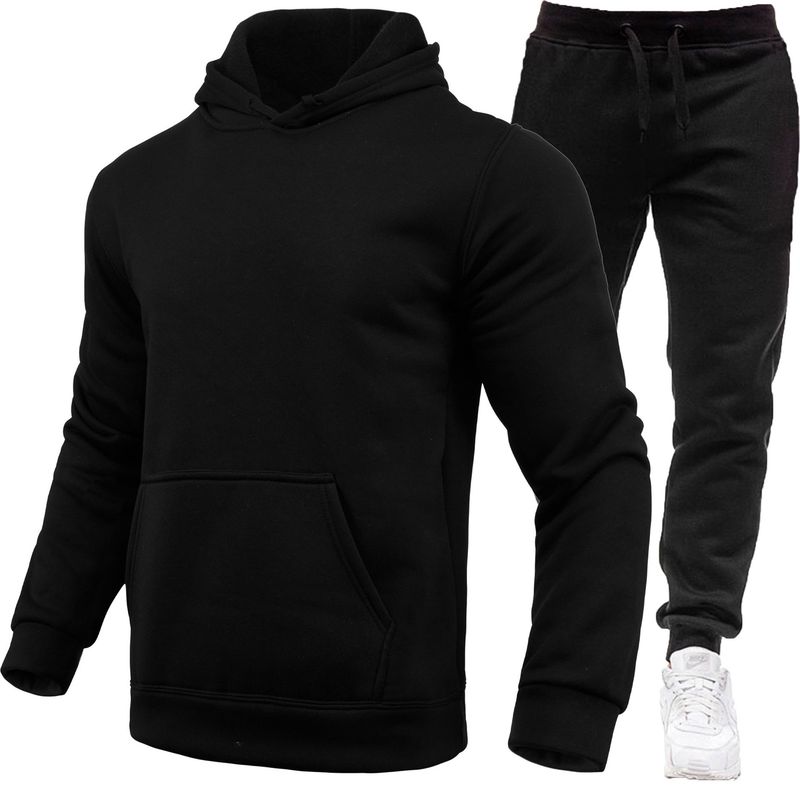 Pull de sport ensemble de pull à capuche en polaire à la mode pour hommes_voghion.com