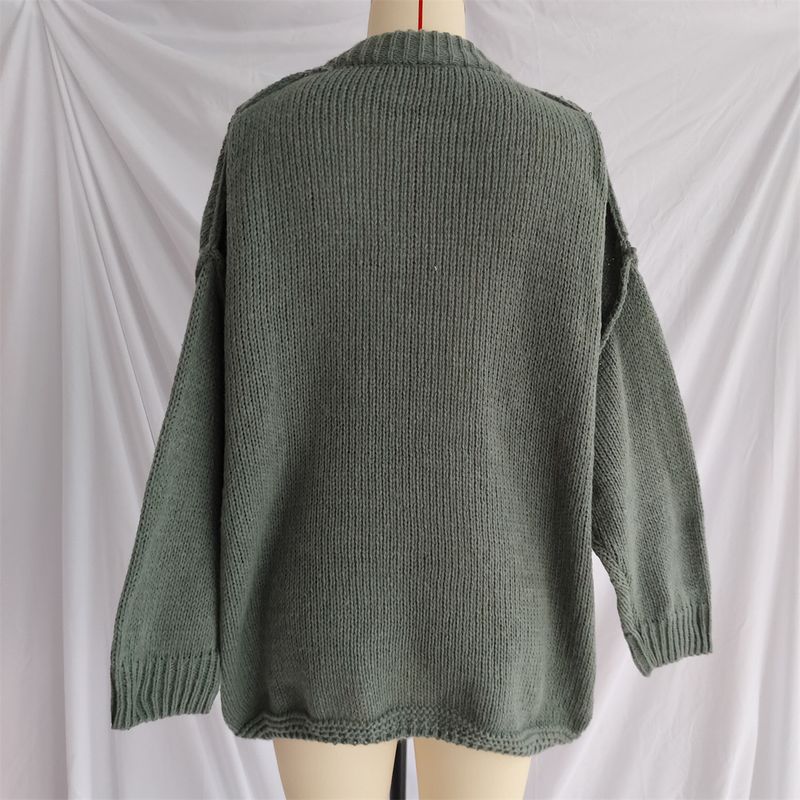 Oversized Casual Sweater Damen Pullover Stricktop - Weicher, lockerer Schnitt, Rundhalsausschnitt, Langarm (Sonderfarben und Größen erhältlich)_voghion.com