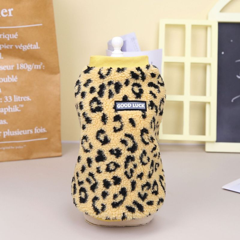 Outono/Inverno Novas Roupas para Animais de Estimação Gato Azul Casaco de Duas Pernas 22 Colete de Algodão com Padrão de Leopardo_voghion.com