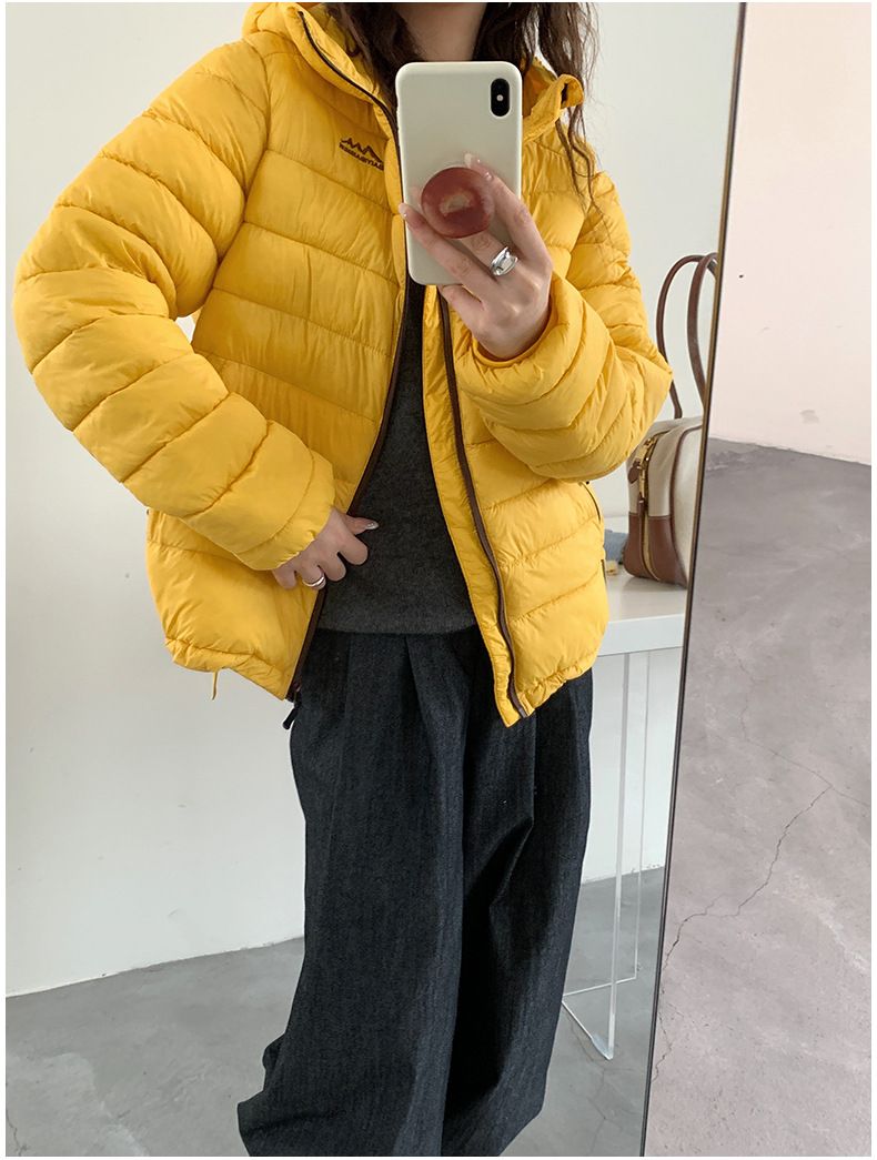 Women's Lightweight Hooded Puffer Jacket - Winter Warm Coat With Softshell Fabric, Slim Fit Zip-Up Outerwear For Casual & Commuting_voghion.com