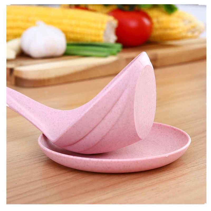 Juego de 3 cucharas multifuncionales de mango largo con forma de cisne para sopa, de paja de trigo, utensilios de cocina y vajilla._voghion.com