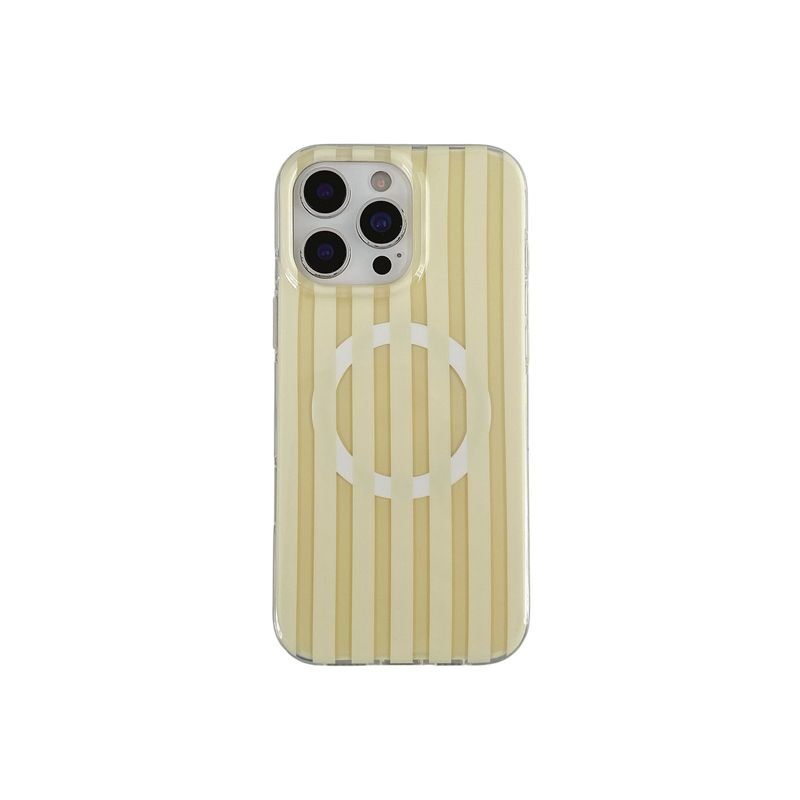 Coque magnétique à bords arrondis et rayures de couleur unie, compatible avec iPhone 15, 16 Pro Max et support en forme de cœur 14P_voghion.com