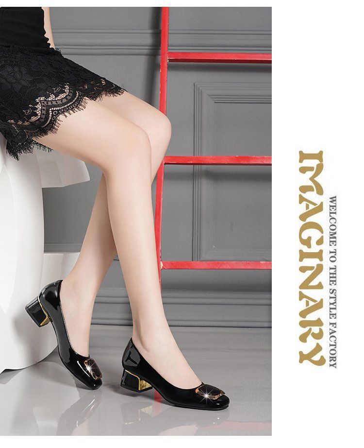 Damenschuhe mit weicher Sohle, rutschfest, flacher Mund, Doudou-Arbeitsschuhe, mittlerer Absatz, dicker Absatz, kleine Lederschuhe_voghion.com