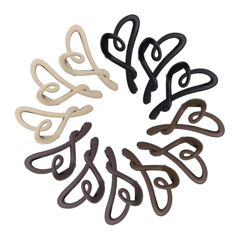 Pince à cheveux design en forme de cœur à longue queue - Finition mate de qualité supérieure - Grande pince à cheveux en forme de requin virale pour le coiffage de l'arrière de la tête_voghion.com