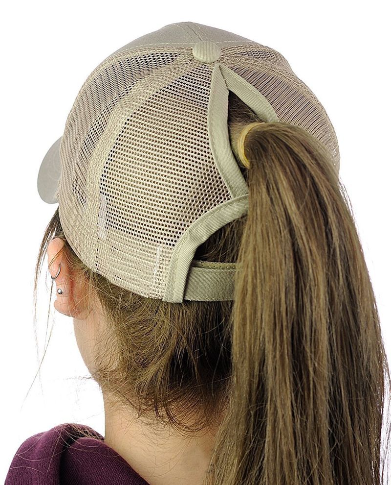 Cappello da baseball con coda di cavallo estivo da donna, regolabile, con chiusura a scatto, in tinta unita, con chignon alto e spettinato, per ragazza_voghion.com