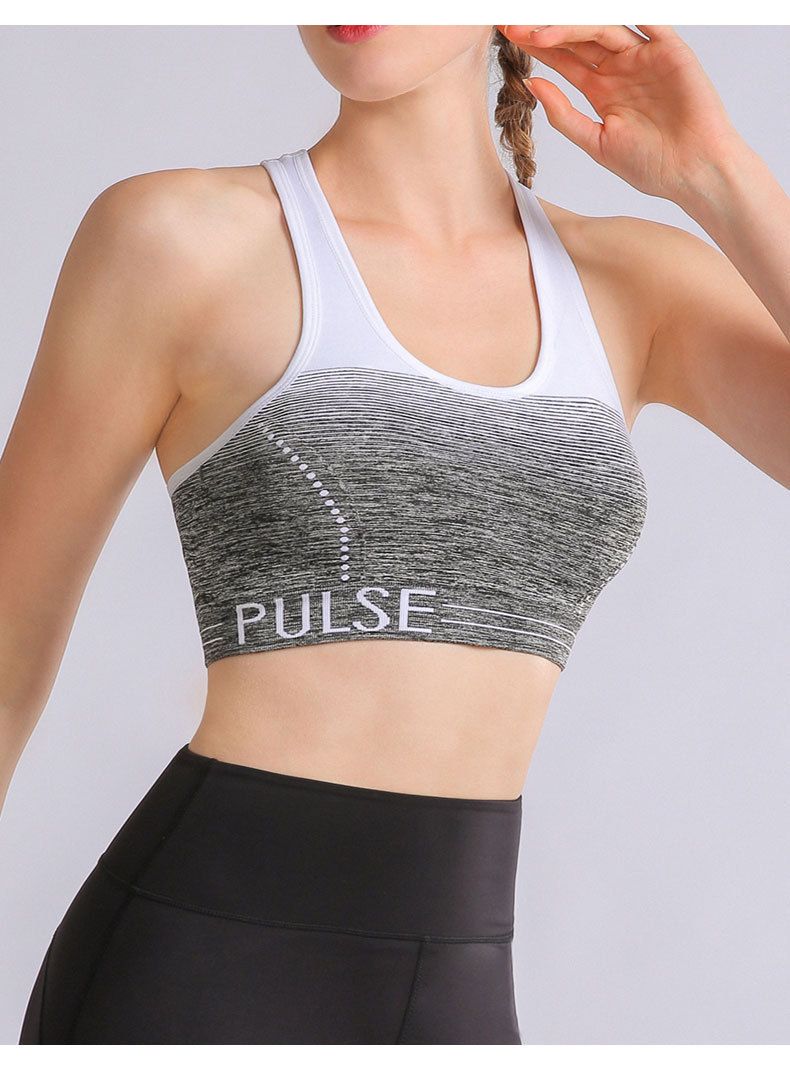 nuovo reggiseno sportivo yoga corsa fitness assorbimento dell'umidità assorbimento degli urti reggiseno a forma di I sfumato a strisce raccolte_voghion.com