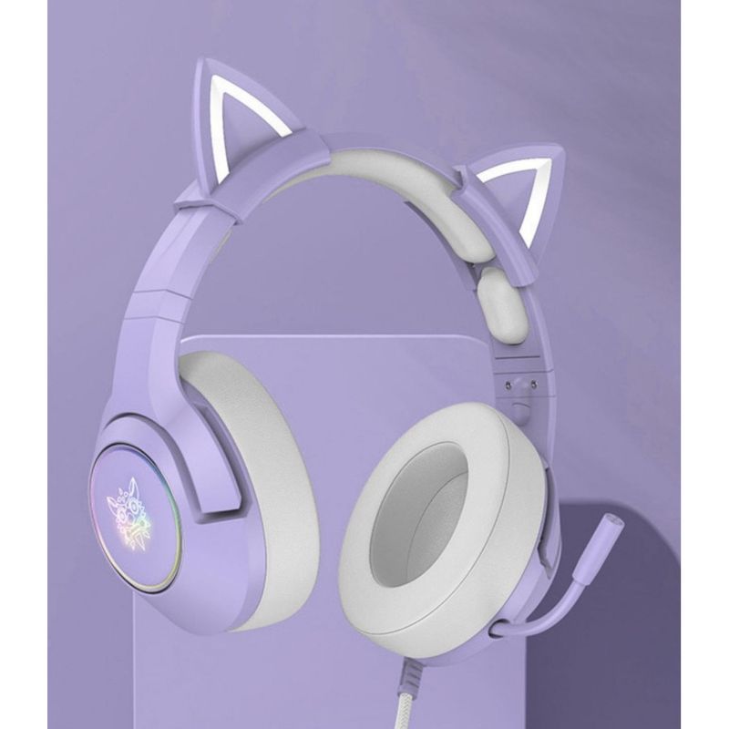 Headphones Mobile Phones Computers, Over-Ear Noise Cancelling Gaming Headset, Girls' Glowing Cat Ear Headphones,_voghion.com